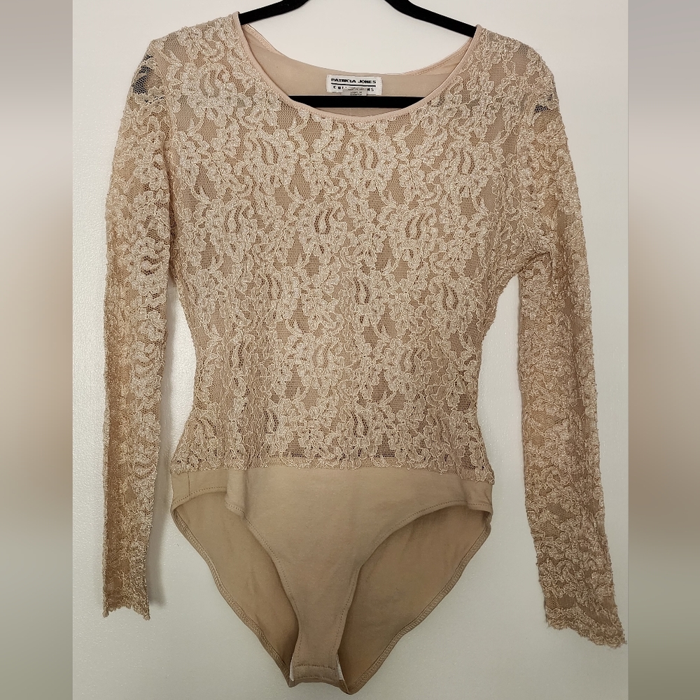 Vintage Patricia Jones Lace Long Sleeve Bodysuit - Cream